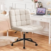 Homw Office Desk Chair with Wheels, Armless Desk Chair with Lumbar Support, Adjustable Height 360  Rolling Swivel Computer Chairs for Home Office Study Room, Linen, Beige