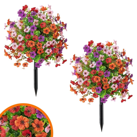 Homwamee 2 Set of 20'' Artificial Daisy Topiary Ball Trees, Silk UV Colorful Resistant Realistic Faux Flowers with Ground Spike, Fake Plants Pink
