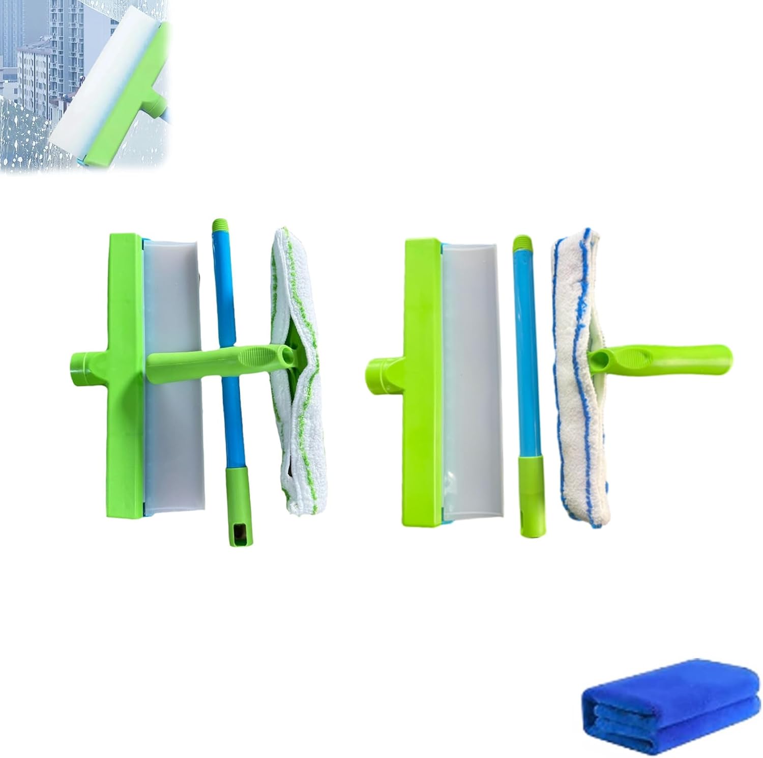 Homwell Silicone Window Squeegee Kit - Streak-Free Shower & Glass Cleaner With Recyclable Blue Blade