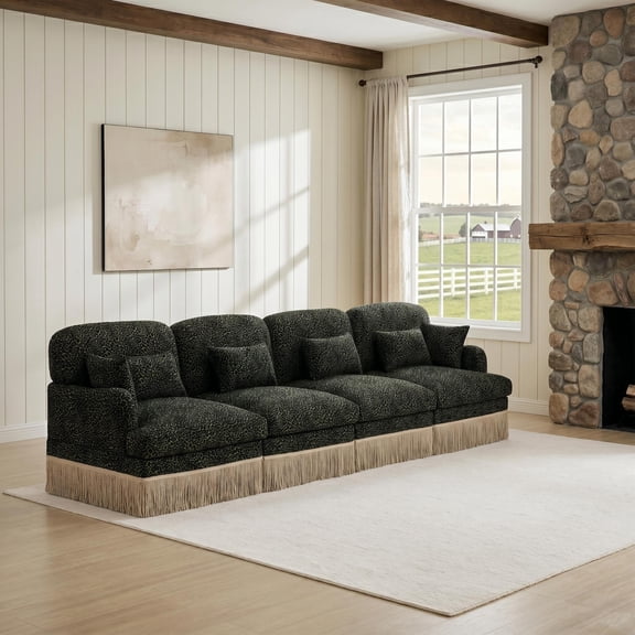 Homy Casa 131.5'' Modular Sofa, Oversized 4-Seat Fabric Couch for Living Room