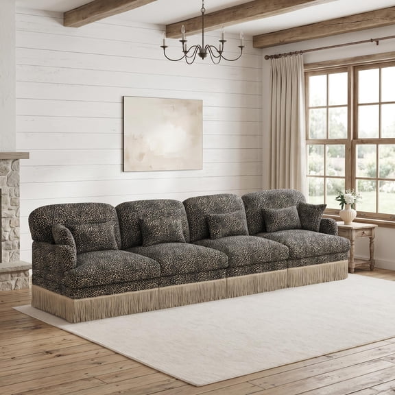 Homy Casa 131.5'' Modular Sofa, Oversized 4-Seat Fabric Couch for Living Room