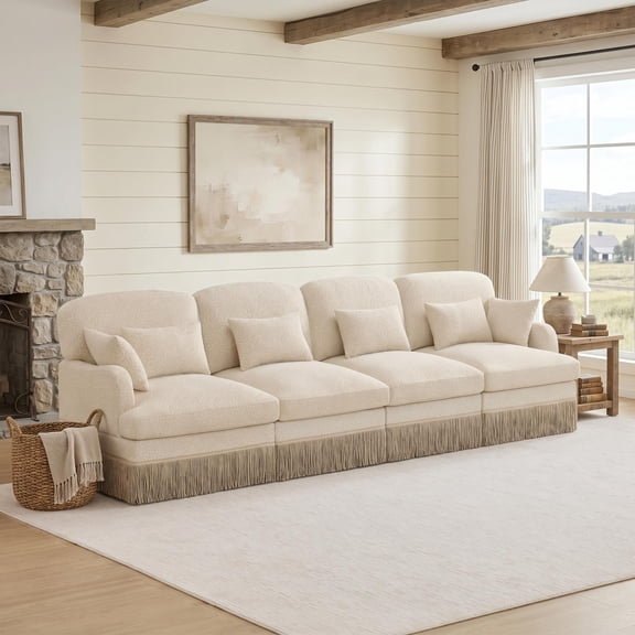Homy Casa 131.5'' Modular Sofa, Oversized 4-Seat Fabric Couch for Living Room
