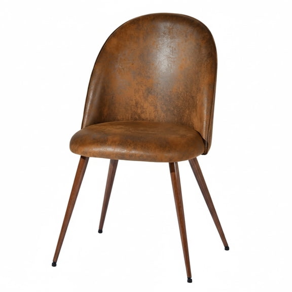 Homy Casa 18.9" Upholstered Faux Suede Dining Chair in Brown (Set of 6)