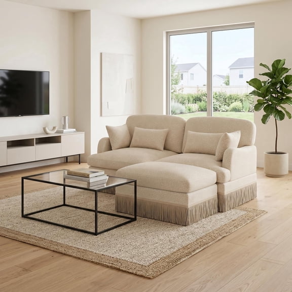 Homy Casa 2-Piece Modular Sectional Sofa Set / Chaise Lounge Sofa / Lounge Chair with Ottoman