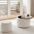 thumbnail image 1 of Homy Casa 2-Piece Round Storage Ottoman Set with Tray Top, Upholstered Coffee Table & Stool, 1 of 7