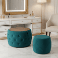 thumbnail image 1 of Homy Casa 2-Piece Round Storage Ottoman Set with Tray Top, Upholstered Coffee Table & Stool, 1 of 7