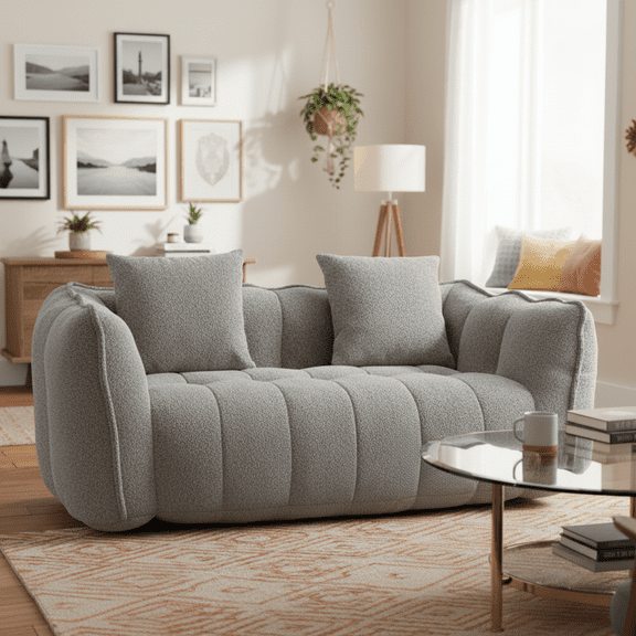 Homy Casa 2 Seater Bean Bag Sofa, Chenille Lazy Sofa Couch for Living Room, Gaming & Apartment