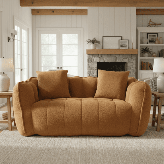 Homy Casa 2 Seater Bean Bag Sofa, Chenille Lazy Sofa Couch for Living Room, Gaming & Apartment