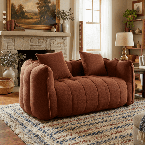 Homy Casa 2 Seater Bean Bag Sofa, Chenille Lazy Sofa Couch for Living Room, Gaming & Apartment