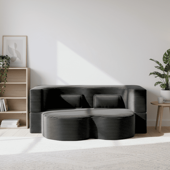 Homy Casa 2-in-1 Convertible Sofa Bed, 78" Corduroy Upholstered Sleeper Sofa, for Living Room