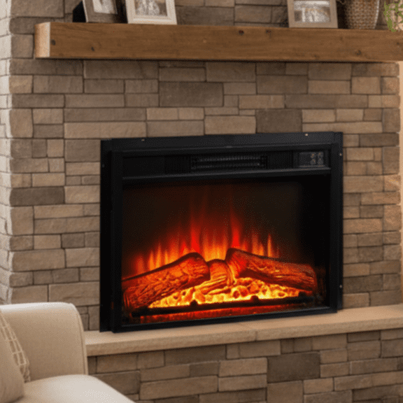 Homy Casa 23 Recessed Electric Fireplace Insert with Remote, Timer & Realistic Flame