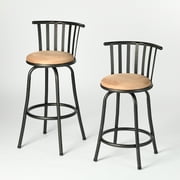 Homy Casa Swivel Bar Stools Set of 2, 24/29 in Counter Height for Kitchen Island, Brown