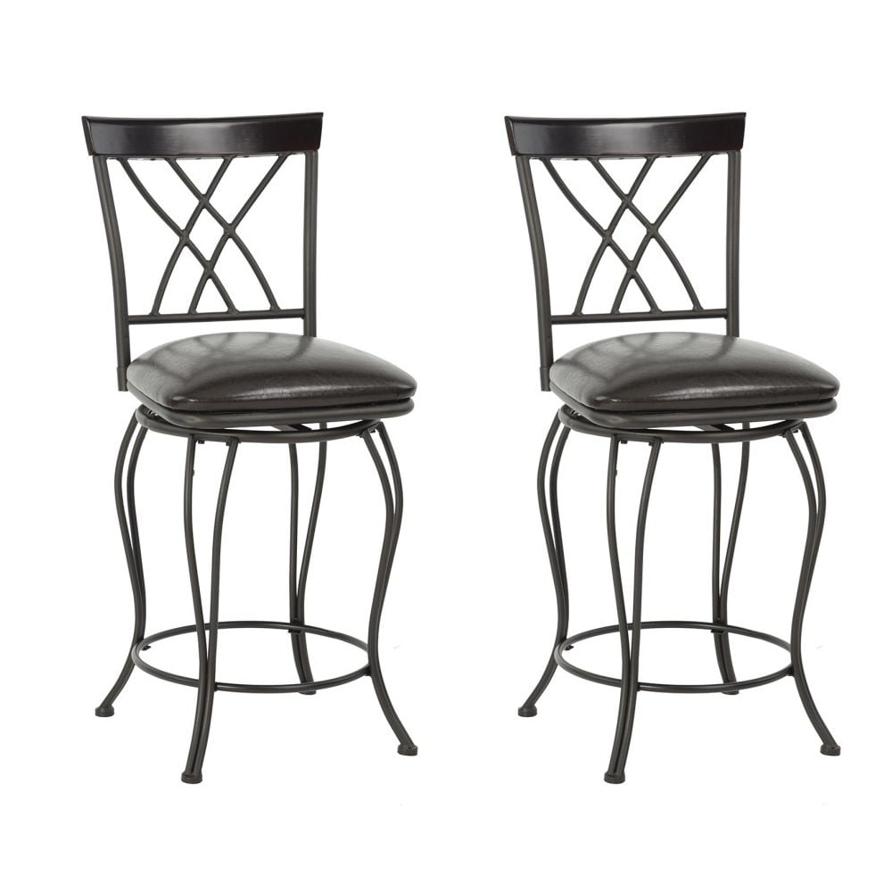 Homy Casa 26" Bar Stools Set of 2 Swivel Padded Seat Vintage Bistro