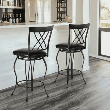 Homy Casa 26" Bar Stools Set of 2 Swivel Padded Vintage Chair for Bistro Dining Kitchen Pub