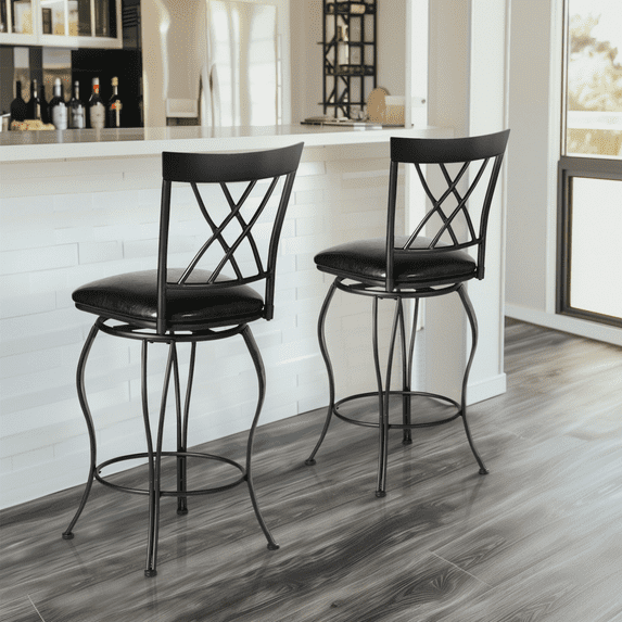 Homy Casa 26" Bar Stools Set of 2 Swivel Padded Vintage Chair for Bistro Dining Kitchen Pub