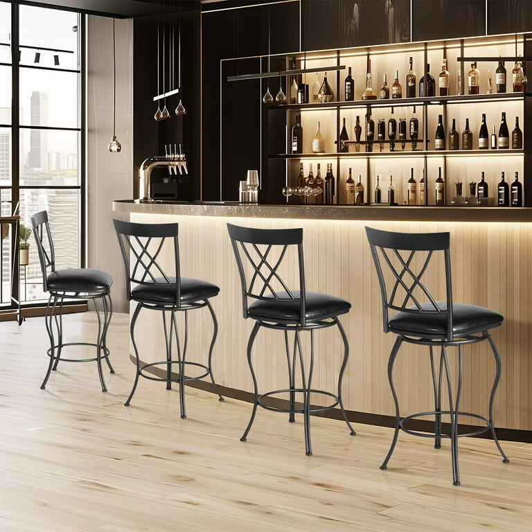 Homy Casa 26 Inch Counter Height Swivel Bar Stools Set of 4 with Padded Cushioned Seats Suitable for Bar Bistro Kitchen island Walmart