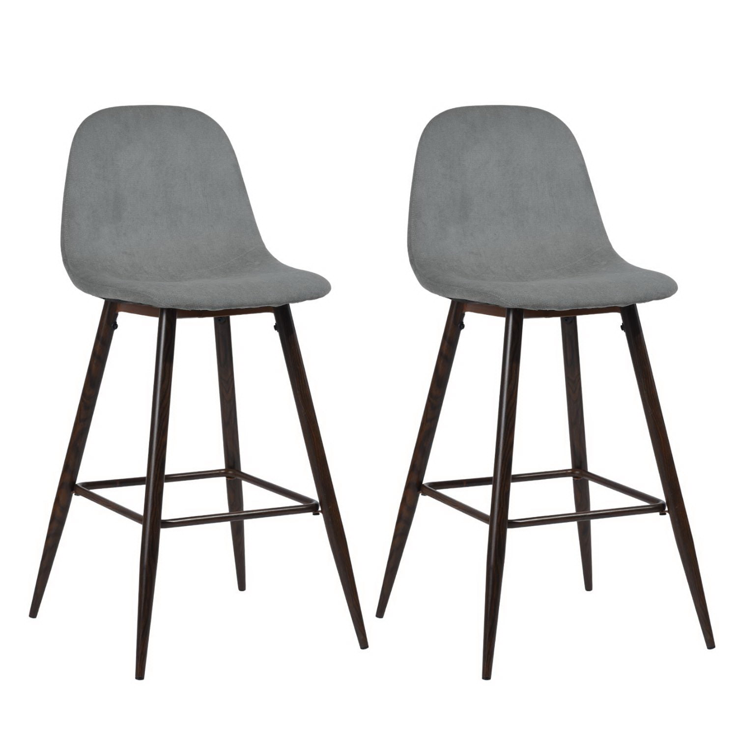 Homy Casa 26'' Bar Stools Set of 2, Velvet Upholstered with Low Back