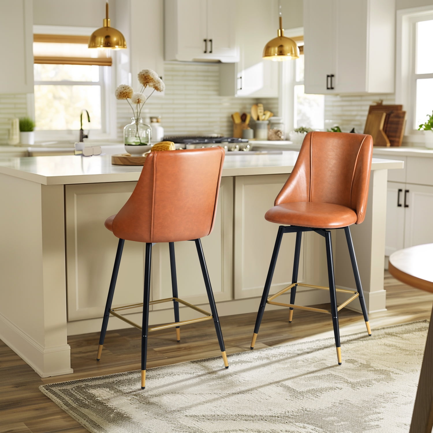 Cognac swivel bar stools discount