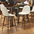thumbnail image 1 of Homy Casa 26" Swivel Counter Height Bar Stools, Set of 2, Beige Fabric, Wood-Look Metal Legs, 1 of 8