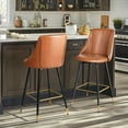 thumbnail image 1 of Homy Casa 26-inch Swivel Counter Stool Set of 2, Counter Height Barstools with PU Leather and Footrest for Kitchen Island Restaurants,Cognac, 1 of 8