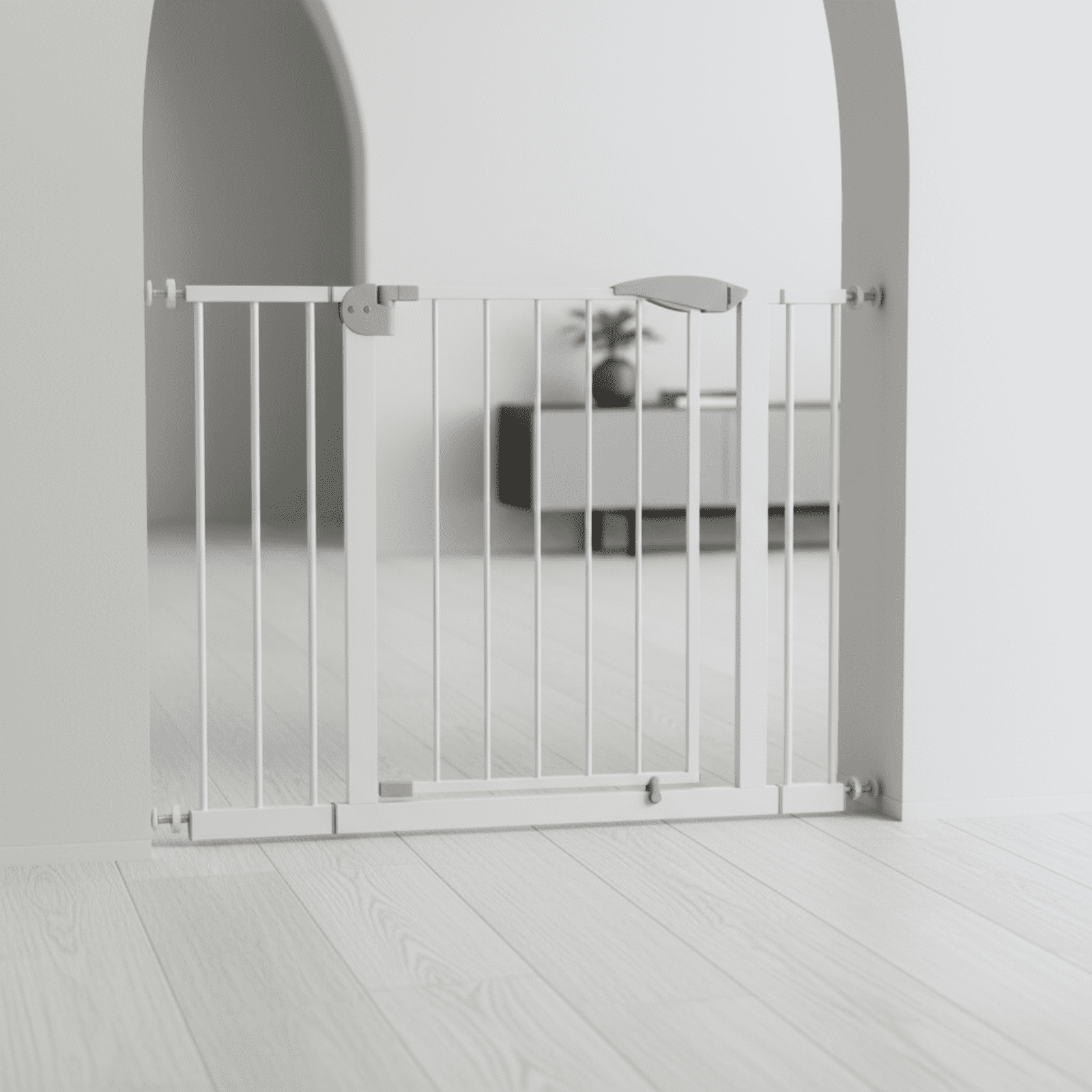 Homy Casa 29.5–45.3 in Wide Baby Gate for Stairs, Walk Thru Pet Gate with Auto Close, White