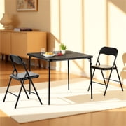 Homy Casa 3-Piece Folding Dining Table and Chairs Set, Compact Dining Set for Small Spaces, Black