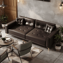 Homy Casa 3-in-1 Convertible Sofa Bed Faux Leather Sleeper Couch for Small Spaces