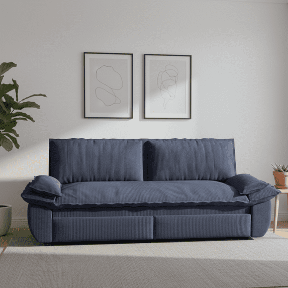 Homy Casa 3-in-1 Corduroy Convertible Sofa Bed, Queen Size Sleeper for Living Room