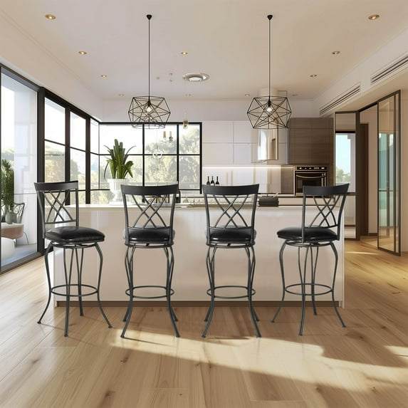 Homy Casa 30 Inch Swivel Bar Stools Set of 4 with Padded Cushioned Seats Suitable for Bar Bistro, Kitchen island