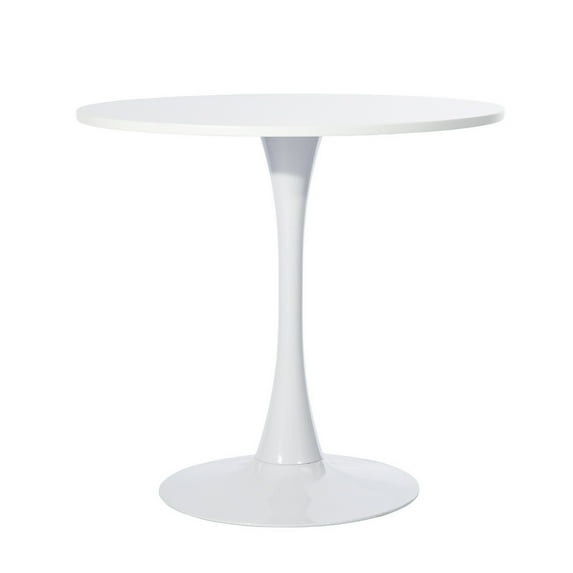 Homy Casa 31.5" White Round Dining Table with Tulip Base for Kitchen Café