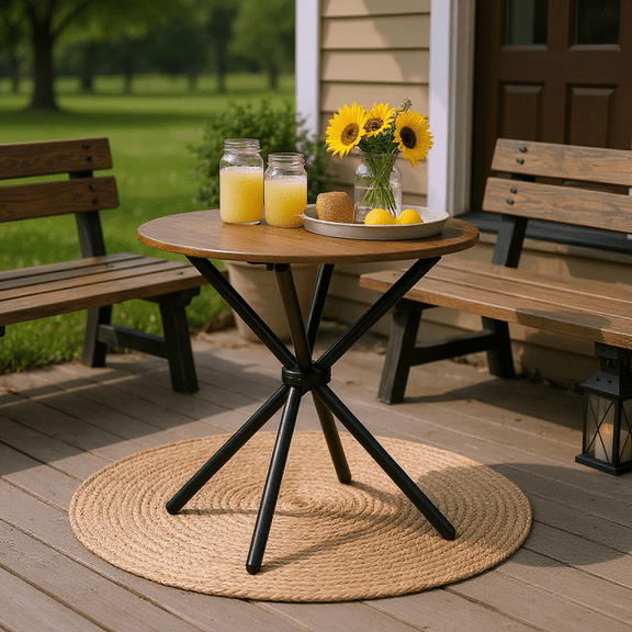 Homy Casa 31.5" Round Coffee Table for Living Room, Apartment, Lounge or Small Space, Espresso