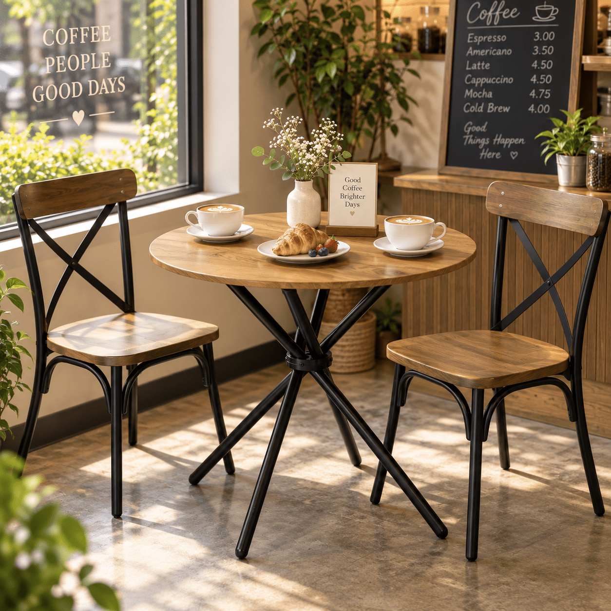 Homy Casa 31.5 in Round Dining Table for 2-4, Small Space Kitchen Table with Metal Legs, Golden Oak