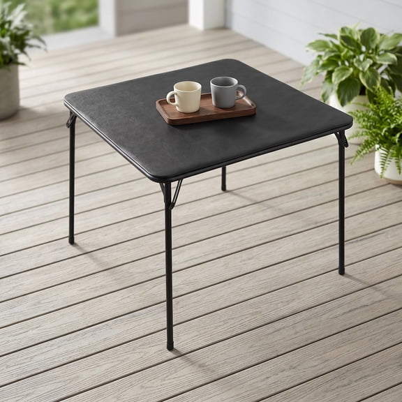 Homy Casa 31.5" Square Folding Table, Portable Card Table for Dining, Games, Camping, Black