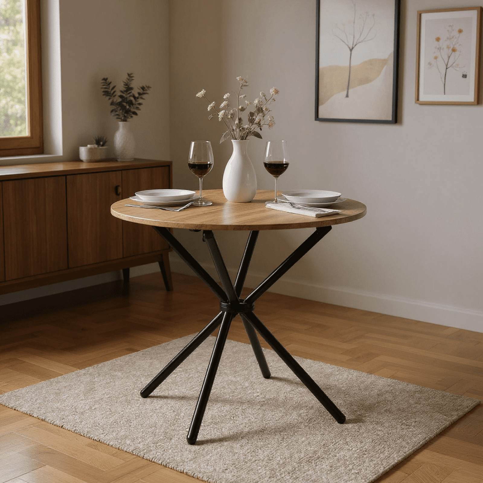 Homy Casa 31.5in Round Dining Table, Small Space Kitchen Table with ...
