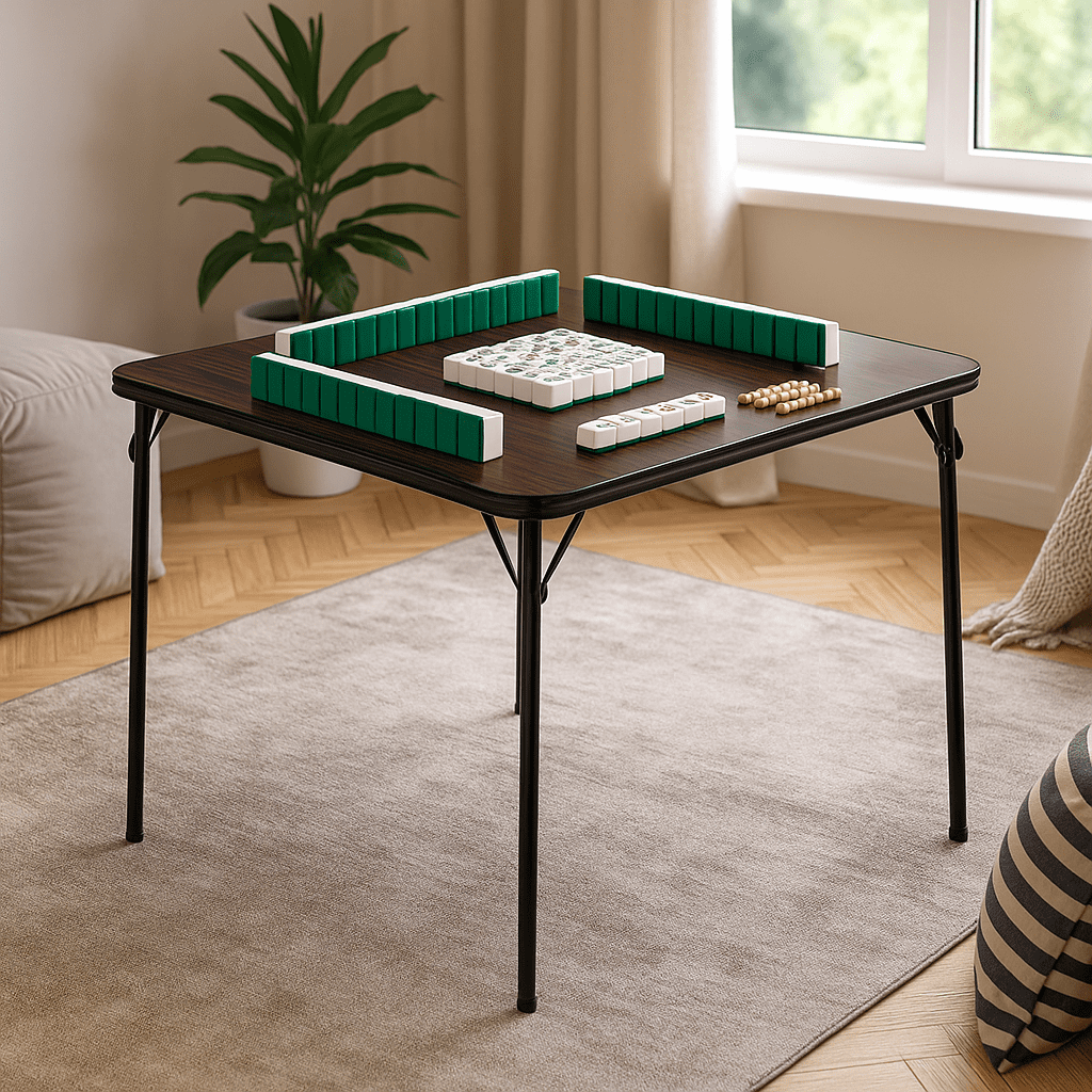 Homy Casa 34" Game Card Table, Portable Folding Table for Poker, Puzzles, Parties, Walnut