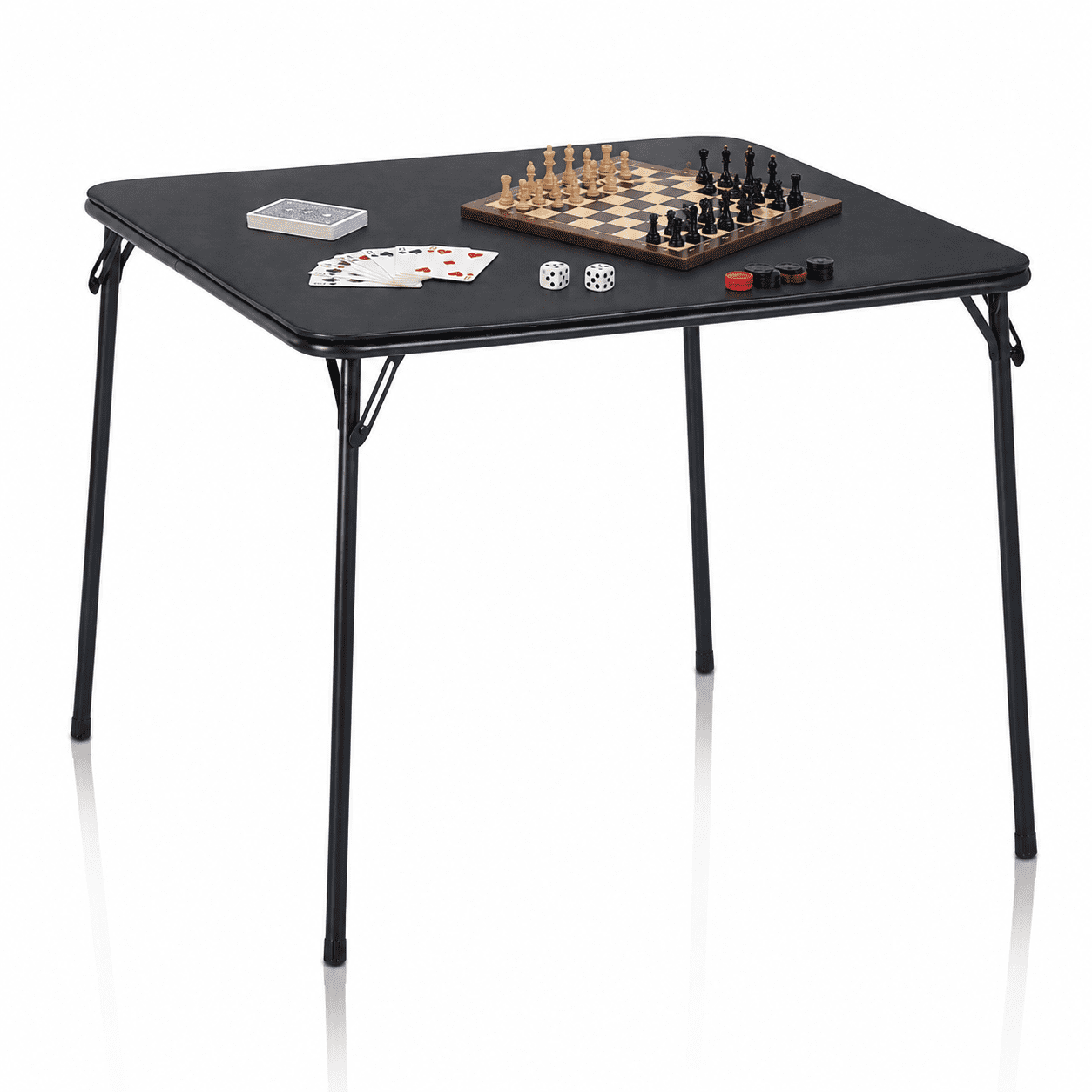 Homy Casa 34" Square Folding Card Table Portable Poker Game Dining Table Black