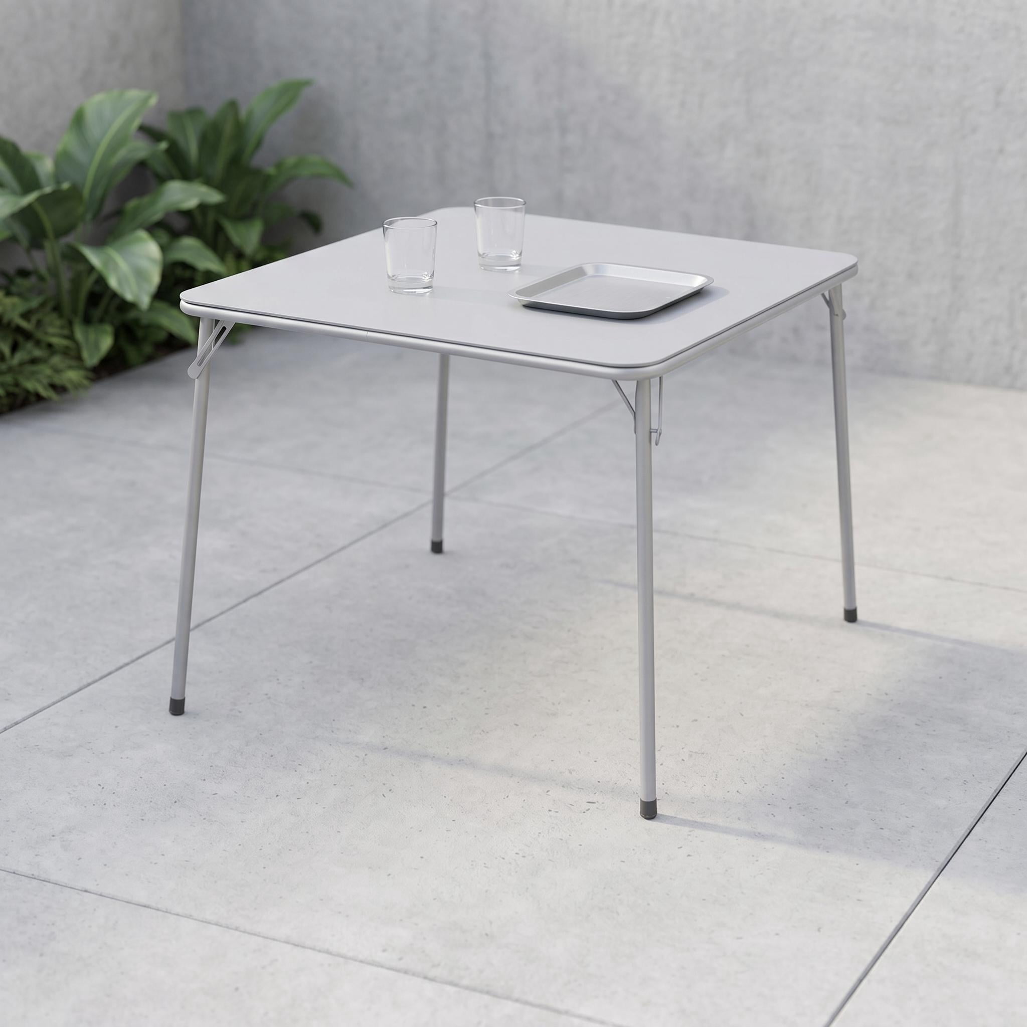 Homy Casa 34" Square Folding Table, Portable Card Table for Dining, Games, Camping, Gray