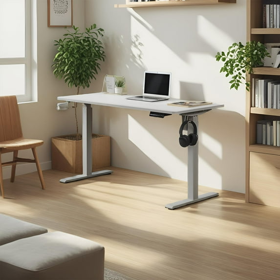 Homy Casa 48" Electric Height Adjustable Standing Desk with Wireless Charging, White