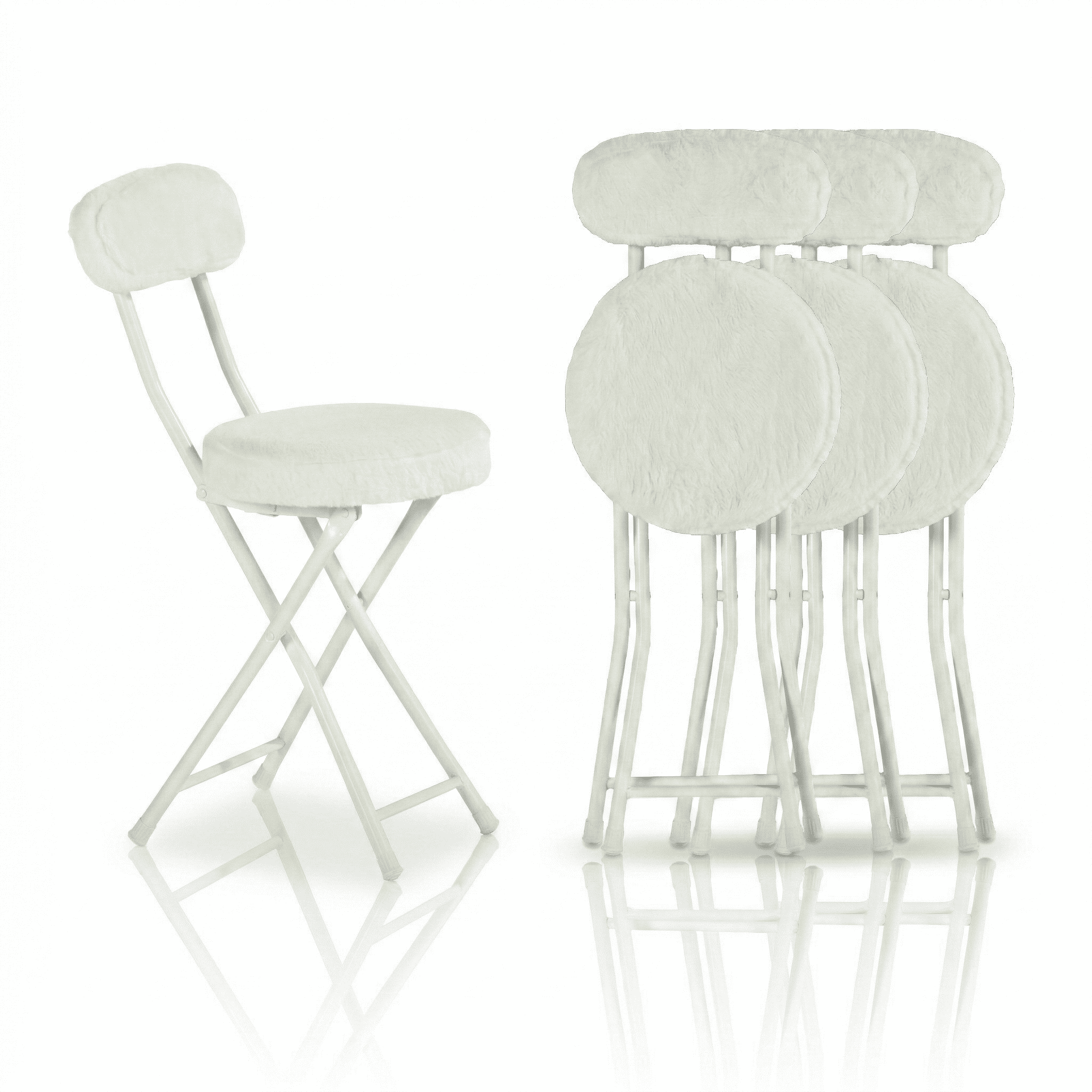 Homy Casa 4-Pack Folding Chairs with Back, Plush Padded Seating for Dining and Guest Use, Ivory Cream