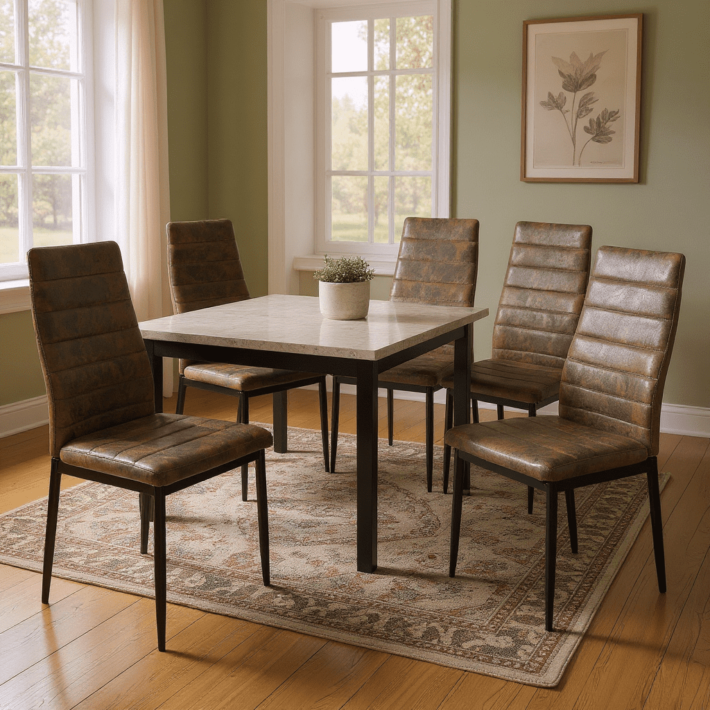 Homy Casa Set of Upholstered Dining Chairs, Slim-Back Fabric