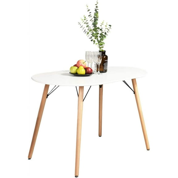 Homy Casa 47.2 in Oval Minimalist Base Dining Table, White