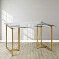 thumbnail image 1 of Homy Casa 47.2'' Rectangular Dining Table with Tempered Glass Top, Gold Legs, 1 of 12