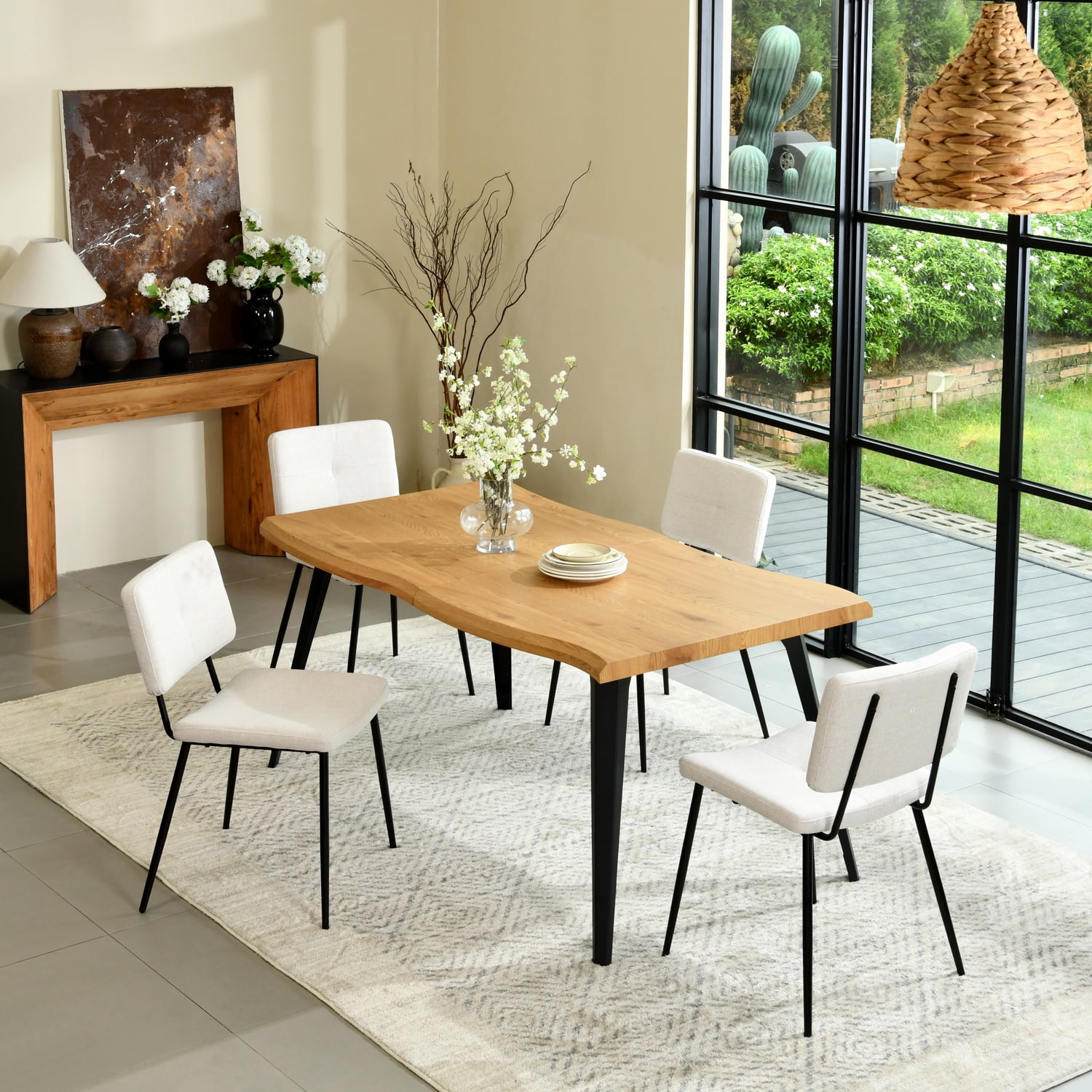 Homy Casa 5-Piece Dining Set, Compact Mid-Century Modern Table