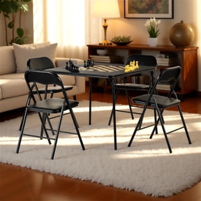 Homy Casa 5-Piece Game Card Table Set, with Folding Chairs for Poker, Board Games, Activity Nights