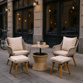 thumbnail image 1 of Homy Casa 5-Piece Patio Furniture Set with 2 Chairs, 2 Ottomans and Bar Table, for Outdoor, Beige, 1 of 8
