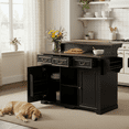 thumbnail image 1 of Homy Casa 53.2" Farmhouse Kitchen Island with Storage, Drawers & Cabinet, Rolling Kitchen Cart, 1 of 12