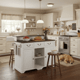 thumbnail image 1 of Homy Casa 53.2" Farmhouse Kitchen Island with Storage, Drawers & Cabinet, Rolling Kitchen Cart, 1 of 11