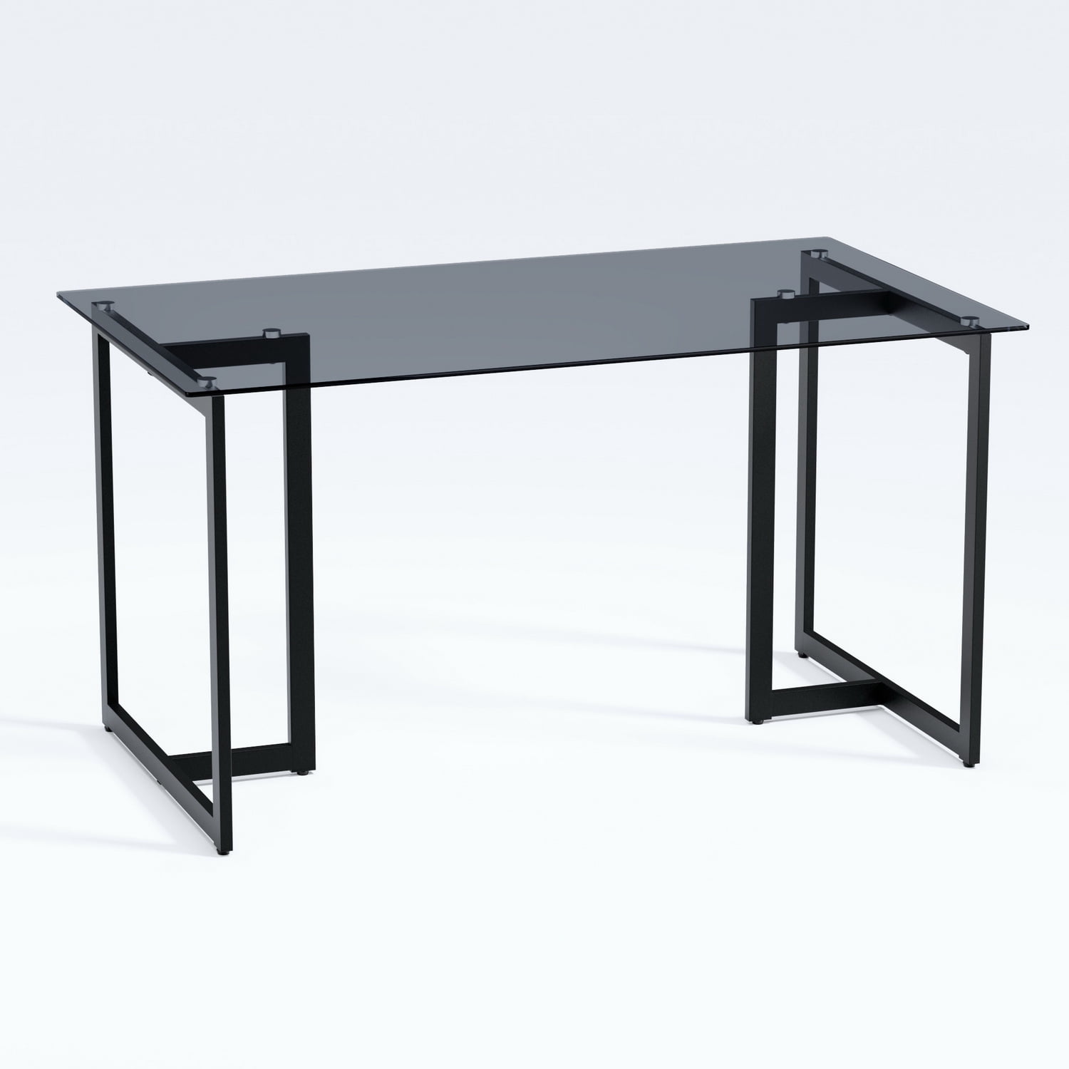 Homy Casa 55.1 inch Writing Desk with Tempered Glass Top Computer Desk for Home Office, Living Room, Gray