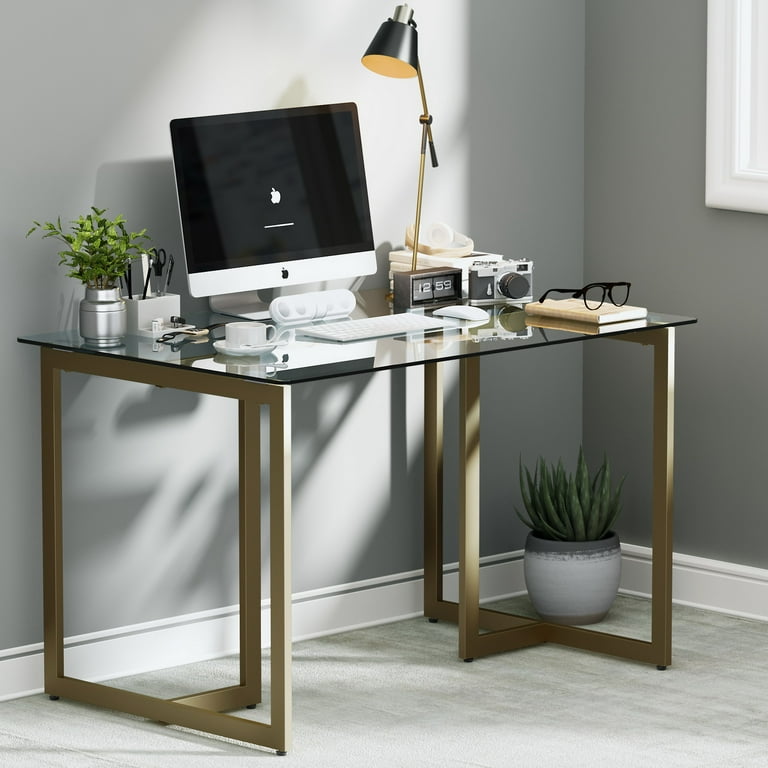Glass and chrome desks for home office discount