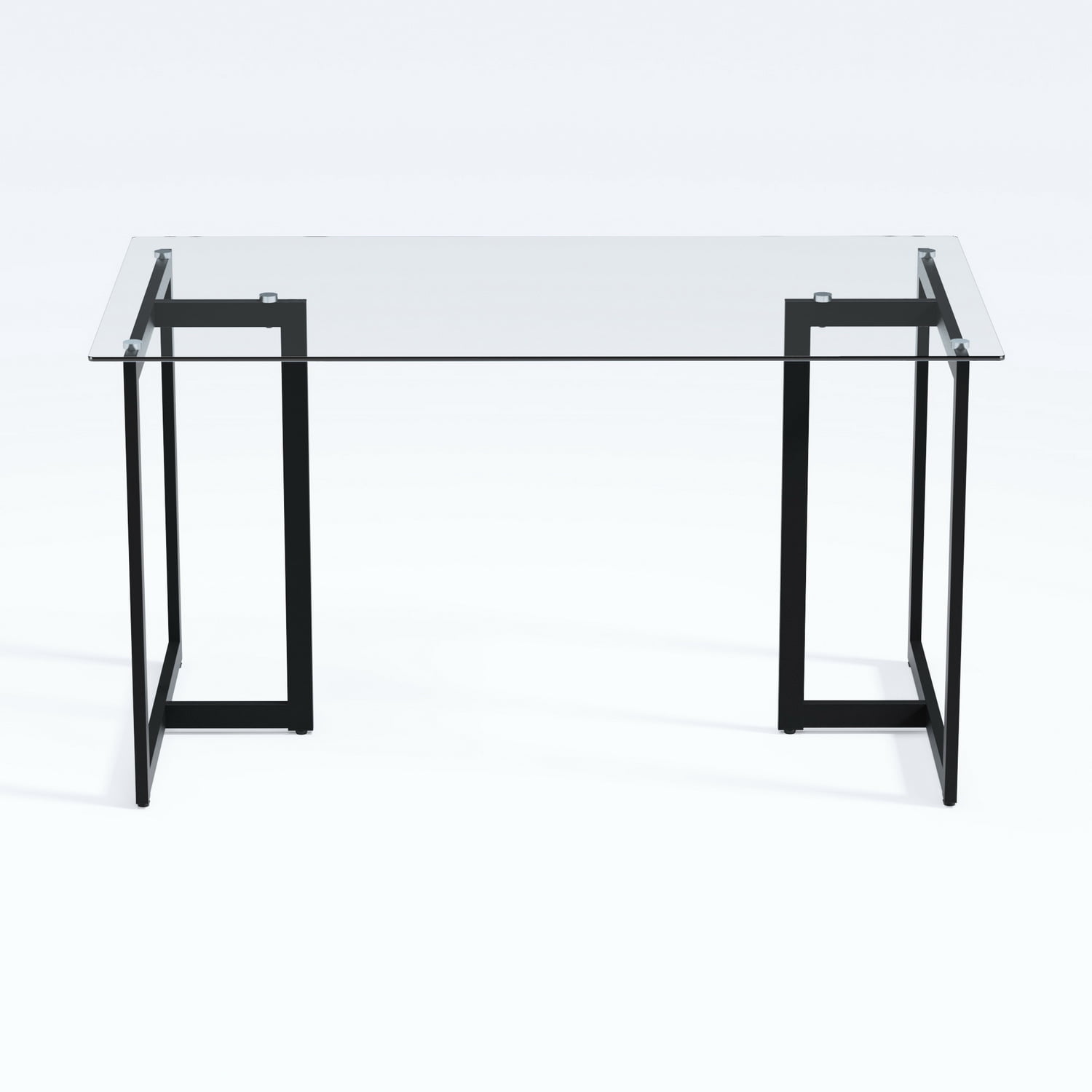 Homy Casa 55.1 inch Writing Desk with Tempered Glass Top Computer Desk for Home Office, Living Room